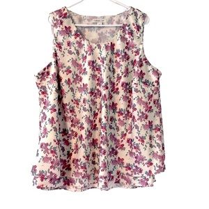 Coldwater Creek floral satin like double layer sleeveless tunic top 2X